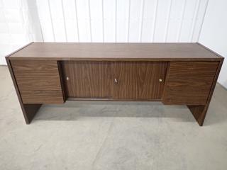 Studio Laminate 5-Drawer Credenza with Sliding Doors, 72in x 20in x 29in. (WH)