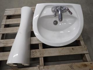 White Pedestal Sink c/w Faucet. (8-K-3)