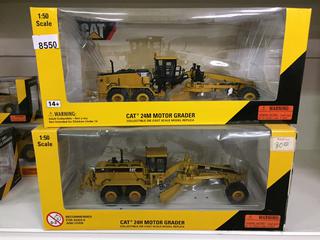 (2) CAT 24M Motor Grader 1:50 Scale Diecast Models, In Boxes. (28-B-3)