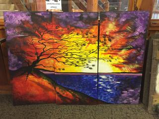 56 in. x 40 in. Three Piece Painting. (A&C)