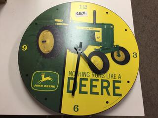 John Deere Wall Clock. (23-A-2)