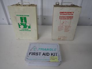 (2) Empty Emergency Eyewash Cabinets and First Aid Kit. (4-T-2)