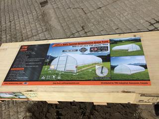 Unused TMG Industrial 12ft. x 30ft. Tunnel Greenhouse Grow Tent c/w 6 Mil Clear EVA Plastic Film, Cold Frame, Hand Crank Roll-Up Sides, Peak Ceiling Roof, TMG-GH1230. Control # 7584.