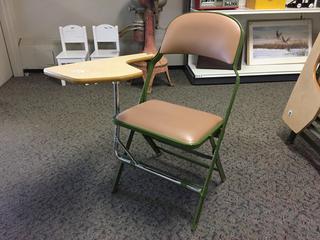 (2) Folding Padded Seat School Desks. (A&C)