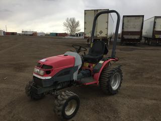 Mahindra 1815 Compact 4x4 Tractor c/w 17 HP Diesel, Direct Trans, 20x8.00-10 Front, 27x12.50-15 Rear Tires, Showing 501 Hours, SN 18H070710430, *Hood Damaged, Seat Ripped*