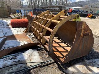 Selling Off-Site - WBM Weldco-Beales 3 Yard Grapple Bucket For Wheel Loader,  Located in Fernie, B.C. Call Brad 403-371-9253 For Further Details, Viewing By Appointment Only.  