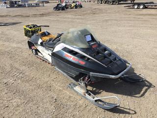 Polaris Indy 707 Snowmobile c/w Gas, No S/N, *Not Running, Seat Damaged, Plastic Cracked*