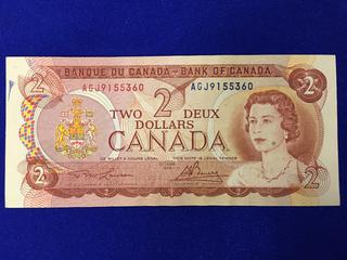 Bank Of Canada Two Dollar Bank Note. S/N AGJ9155360.