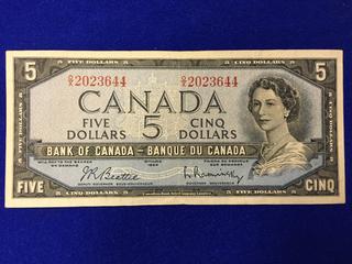 Bank Of Canada Five Dollar Bank Note. S/N OX2023644.