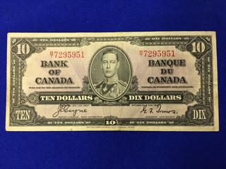 Bank Of Canada Ten Dollar Bank Note. S/N BT7295951.