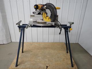 DeWalt Model DW716 12in Double Bevel Sliding Compound Miter Saw c/w Mastercraft Stand. (WH)