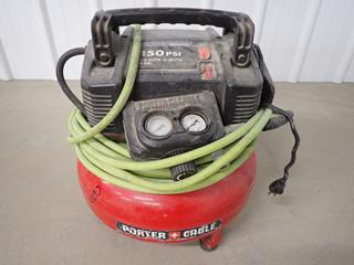 Porter Cable Model C2002 Type 8 6-Gallon Air Compressor c/w Hose, 150 PSI, 120V/60Hz, 10A, Single Phase. (1-B-2)