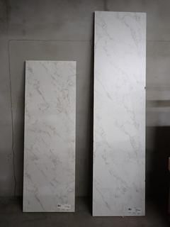 (2) BL Stretta Work Top Light Marble Countertop, (1) PTM 97 x 25 z 1 1/8 & (1) PTM 73 x 25 x 1 1/8. (WH)