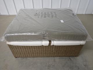 Unused Deli Taupe Weave Footstool with Cushion, 85cm x 65cm x 31cm. (8-R-2)