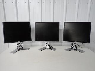 (3) Dell Model 1907FPt 19 in. Ultrasharp LCD Monitors w/ Height Adjustable Swivel Stand. (6-B-3)