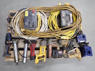 Pallet of Assorted Power Tools, Battery Chargers, Heavy Duty Extension Cords, Batteries, Etc. (1-C-3)