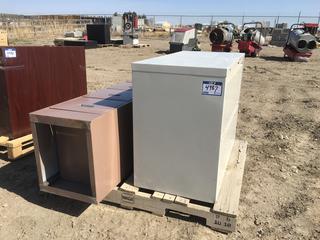 (1) Metal Filing Cabinet, Approximately 15in x 18in x 52in H and (1) Metal Filing Cabinet, Approximately 18in x 36in x 28in H.