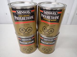 (4) Minwax Clear Satin Fast Drying Polyurethane, 946 ml. (8-T-1)