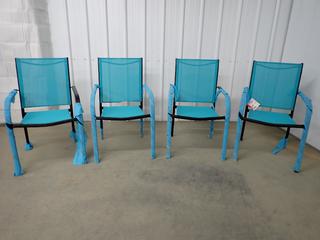 (4) Homebase Teal Stacking Armchairs. (WH)