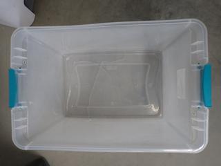 Assorted Plastic Totes w/ Lids, Damaged. (8-F-1)