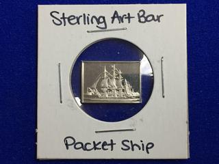 .925 Sterling Silver Art Bar - "Packet Ship".