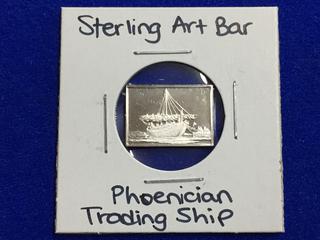 .925 Sterling Silver Art Bar - "Phoenician Trading Ship".