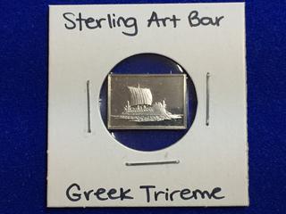 .925 Sterling Silver Art Bar - "Greek Trireme".