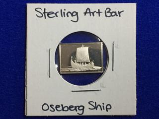 .925 Sterling Silver Art Bar - "Oseberg Ship".