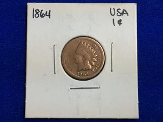 1864 United States One Cent Coin.