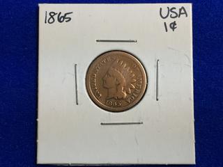 1865 United States One Cent Coin.