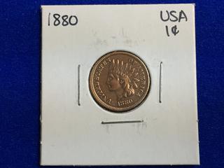 1880 United States One Cent Coin.