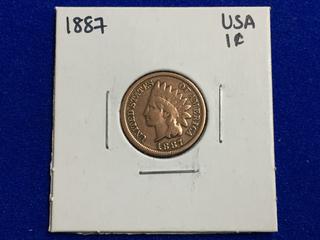 1887 United States One Cent Coin.