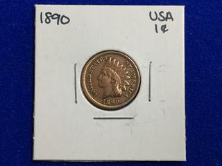 1890 United States One Cent Coin.