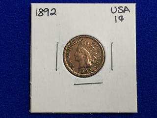 1892 United States One Cent Coin.