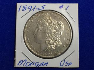 1891 United States Morgan Dollar Coin.