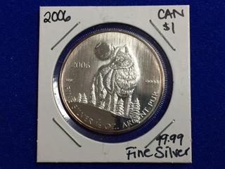 2006 Canada .9999 Fine Silver One Dollar Coin.