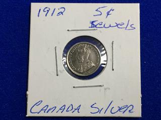 1912 Canada Silver Five Cent Coin.