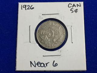 1926 Canada Five Cent Coin.