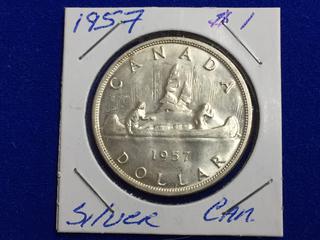 1957 Canada Silver One Dollar Coin.