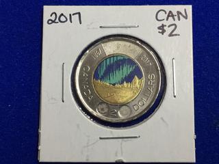 2017 Canada Two Dollar Colour Printed Coin.