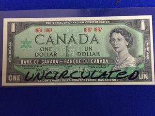 Bank Of Canada Uncirculated One Dollar Bank Note.