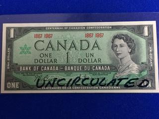 Bank Of Canada Uncirculated One Dollar Bank Note.