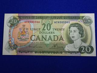 Bank Of Canada About Uncirculated Twenty Dollar Bank Note, S/N WG4583546.