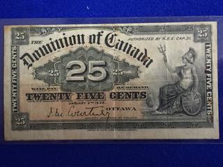 Dominion Of Canada Twenty-Five Cent Bank Note.