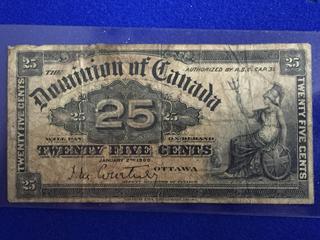 Dominion Of Canada Twenty-Five Cent Bank Note.