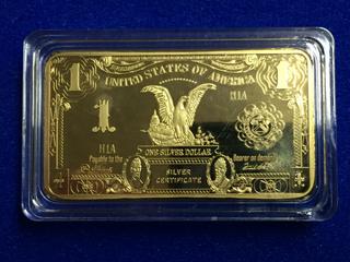 United States .999 Fine Gold Plated Bronze Bar.