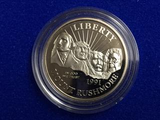 1991 United States Half Dollar Coin - "Mount Rushmore".