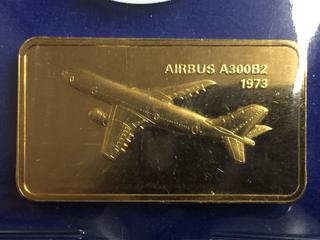 Gold Plated Bronze Bar - "Airbus A300B2 1973".