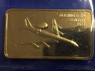 Gold Plated Bronze Bar - "Boeing E-3A Sentry 1977".