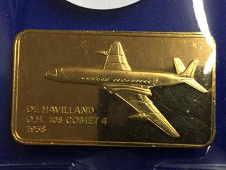 Gold Plated Bronze Bar - "De Havilland D.H. 106 Comet  4 1958".